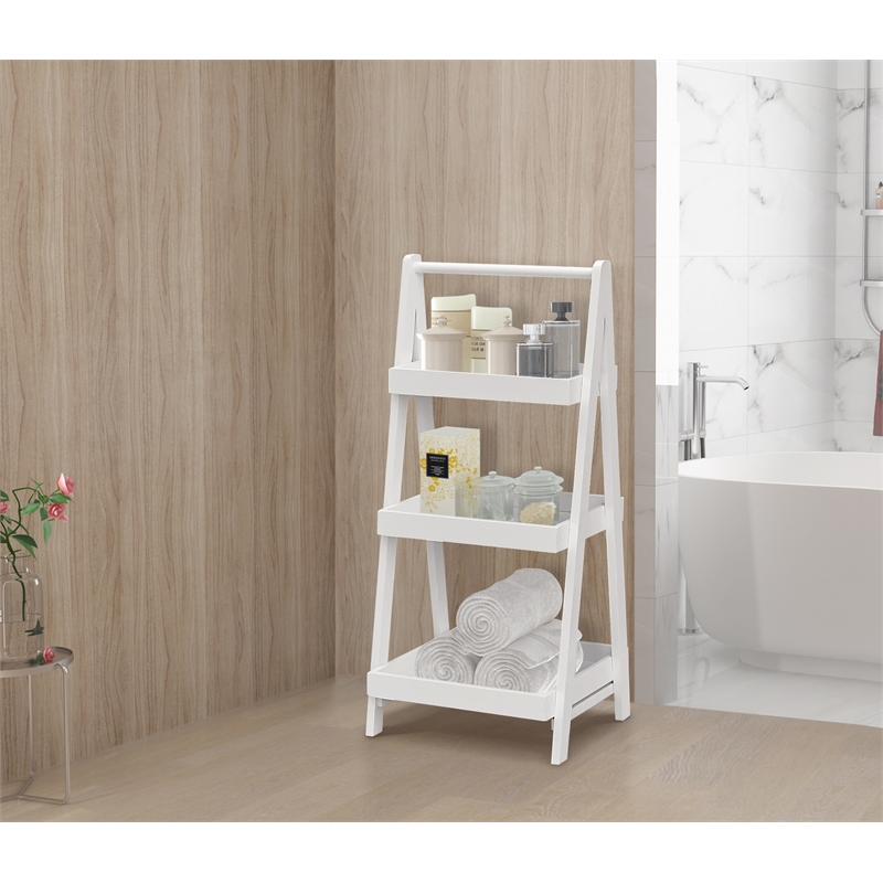 Gallerie Decor Natural Spa Transitional Bamboo Vanity Valet in White