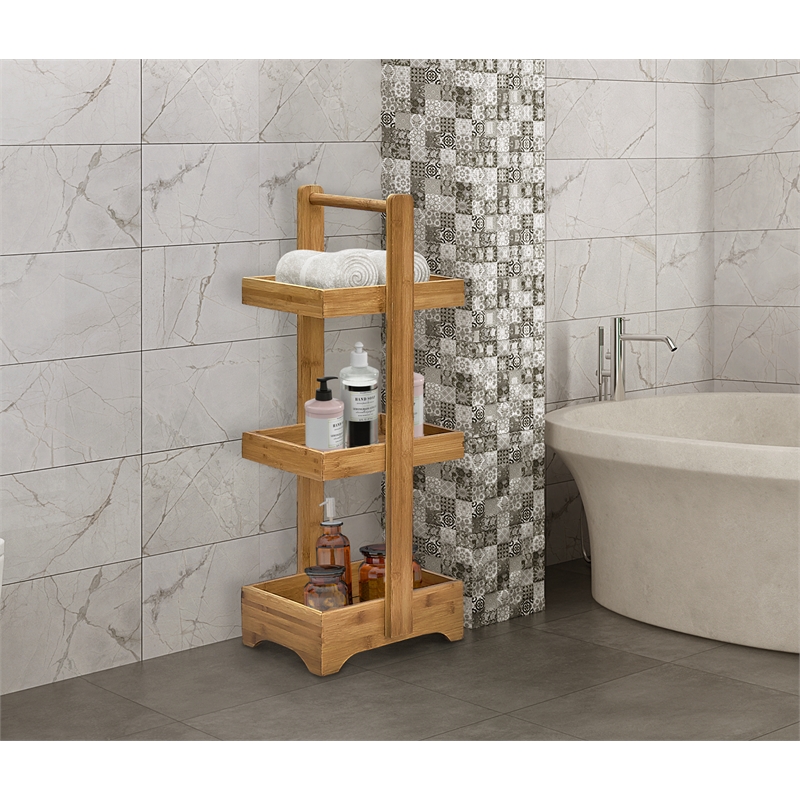 Gallerie Decor Natural Spa Transitional Bamboo Bathroom Caddy in Natural