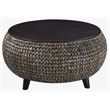 Gallerie Decor Bali Breeze Round Transitional Wood Coffee Table in Silver