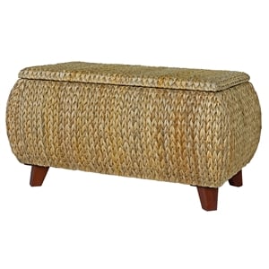 Gallerie Decor Bali Breeze Transitional Wood Storage Ottoman in Natural