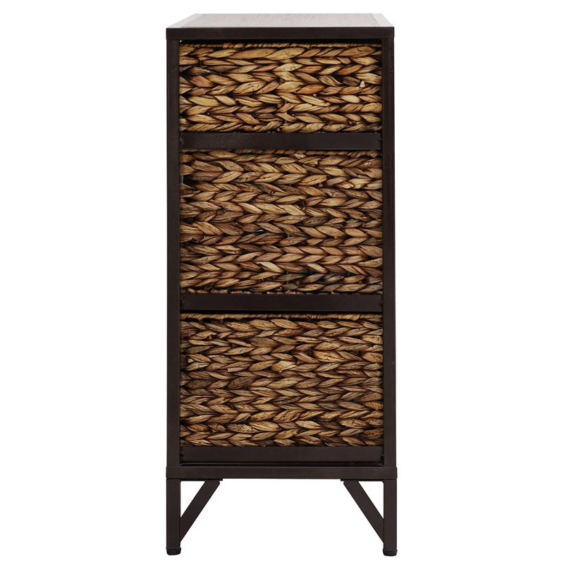Gallerie Decor Rio 6-Drawer Transitional Metal Cabinet in Walnut
