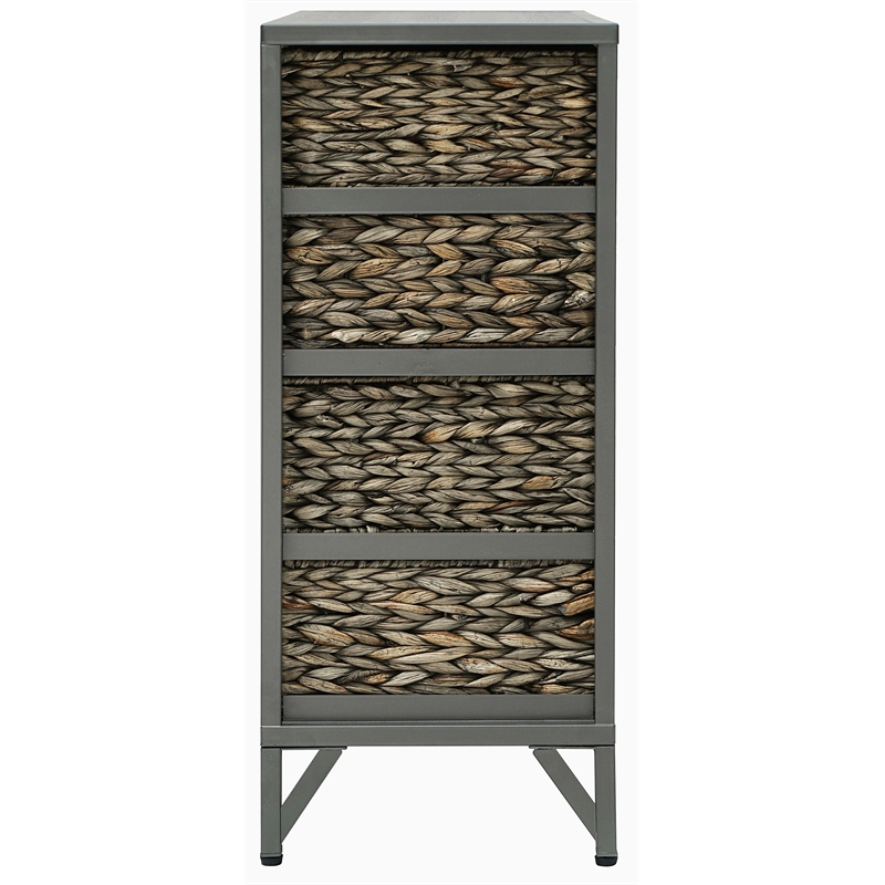 Gallerie Decor Rio 10-Drawer Transitional Metal/Wood Cabinet in Gray