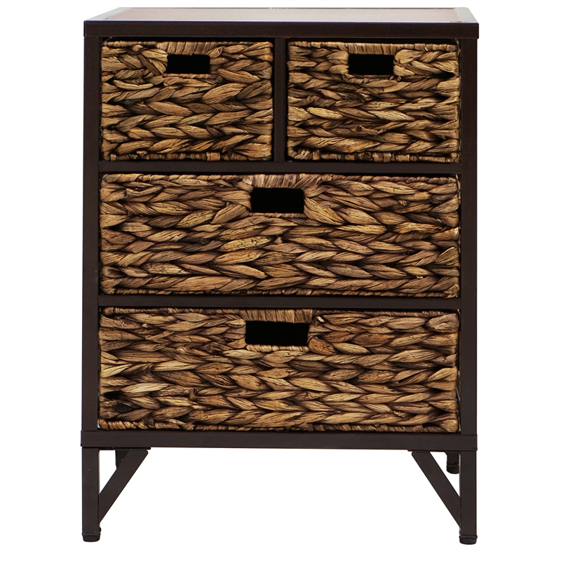 Gallerie Decor Rio Metal/Wood Side Table with Hairpin Legs in Walnut