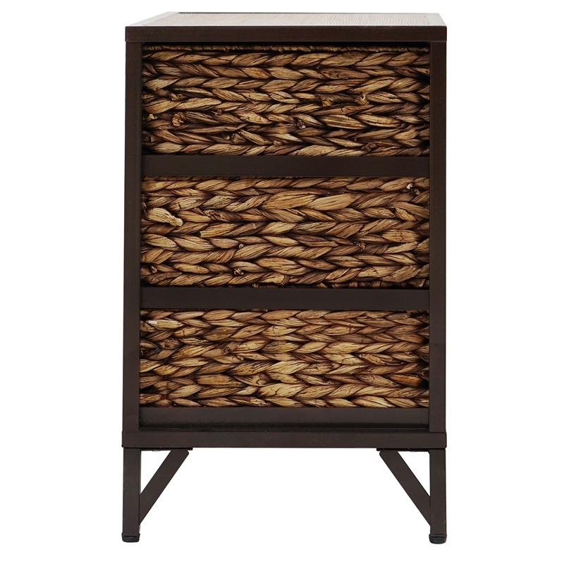 Gallerie Decor Rio Metal/Wood Side Table with Hairpin Legs in Walnut
