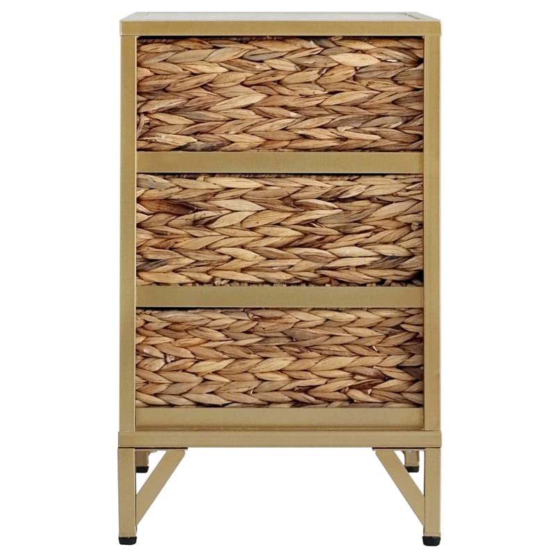 Gallerie Decor Rio Transitional Metal/Wood Side Table in Natural
