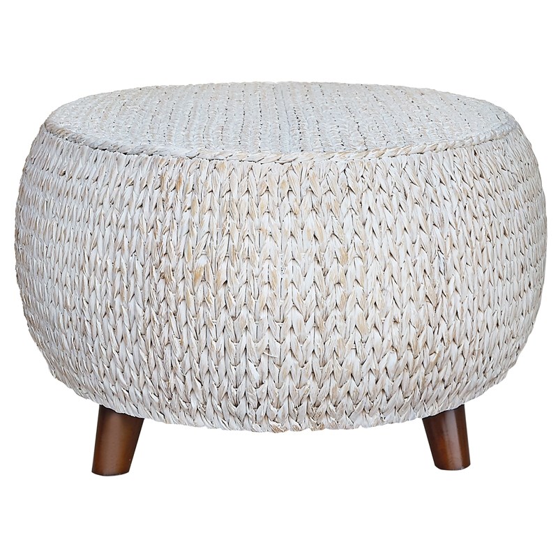 Gallerie Decor Bali Breeze Oval Transitional Wood Coffee Table in Whitewashed