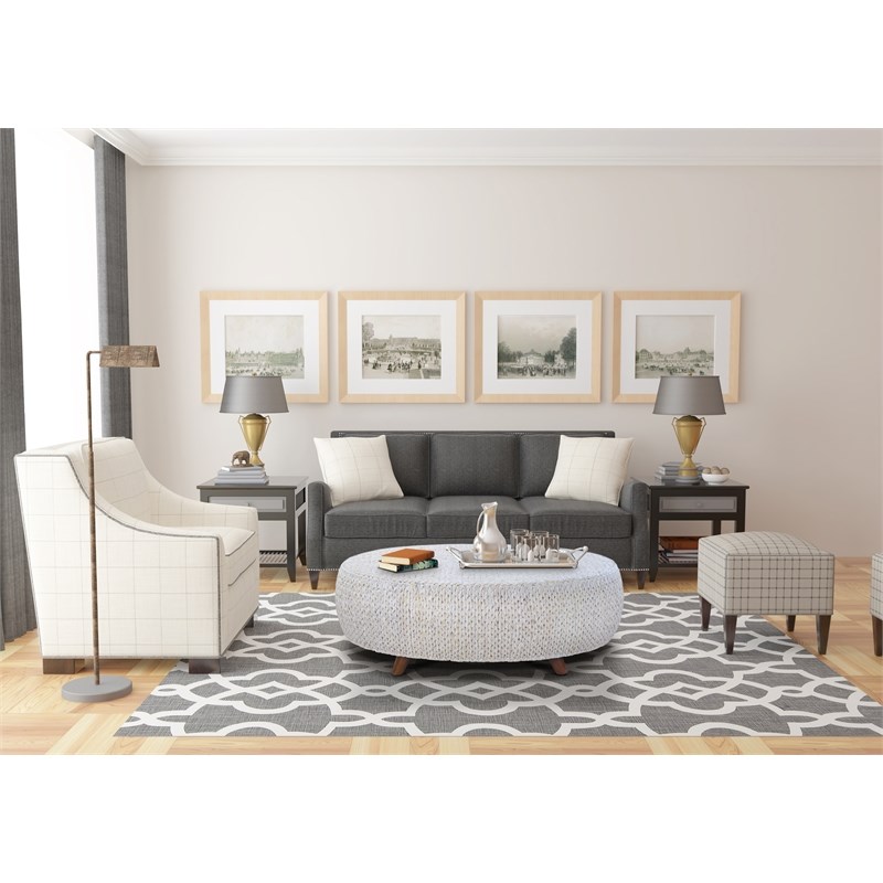 Gallerie Decor Bali Breeze Oval Transitional Wood Coffee Table in Whitewashed