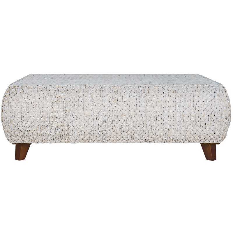 Gallerie Decor Bali Breeze Rectangular Wood Coffee Table in Whitewashed