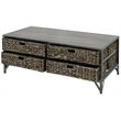 Gallerie Decor Rio Metal/Wood Coffee Table with Hairpin Legs in Gray