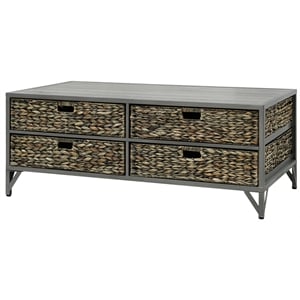 Gallerie Decor Rio Metal/Wood Coffee Table with Hairpin Legs in Gray