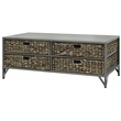 Gallerie Decor Rio Metal/Wood Coffee Table with Hairpin Legs in Gray