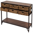 Gallerie Decor Rio Transitional Metal/Wood Console Table in Walnut