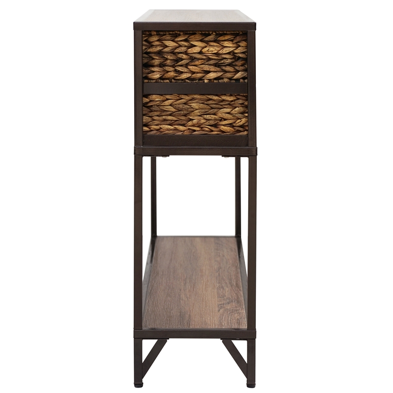 Gallerie Decor Rio Transitional Metal/Wood Console Table in Walnut