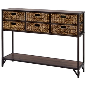 Gallerie Decor Rio Transitional Metal/Wood Console Table in Walnut