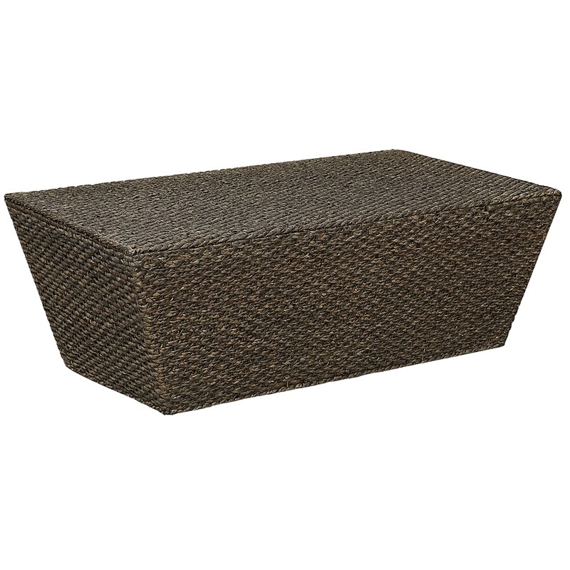 Gallerie Decor Fiji Rectangle Tapered Transitional Wood Coffee Table in Walnut