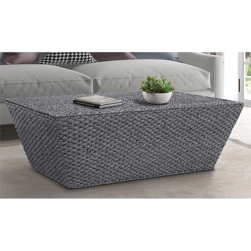 Gallerie Decor Fiji Rectangle Tapered Transitional Wood Coffee Table in Gray