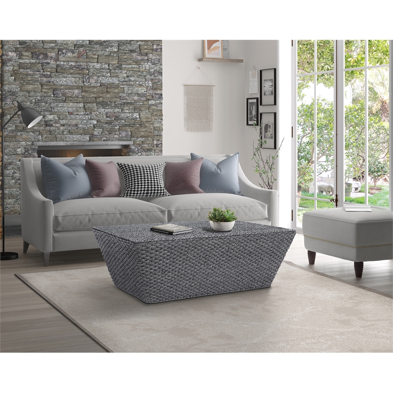 Gallerie Decor Fiji Rectangle Tapered Transitional Wood Coffee Table in Gray