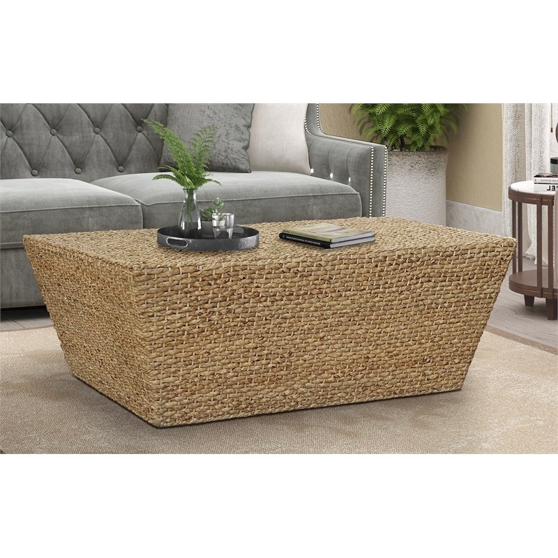 Gallerie Decor Fiji Rectangle Tapered Transitional Wood Coffee Table in Natural