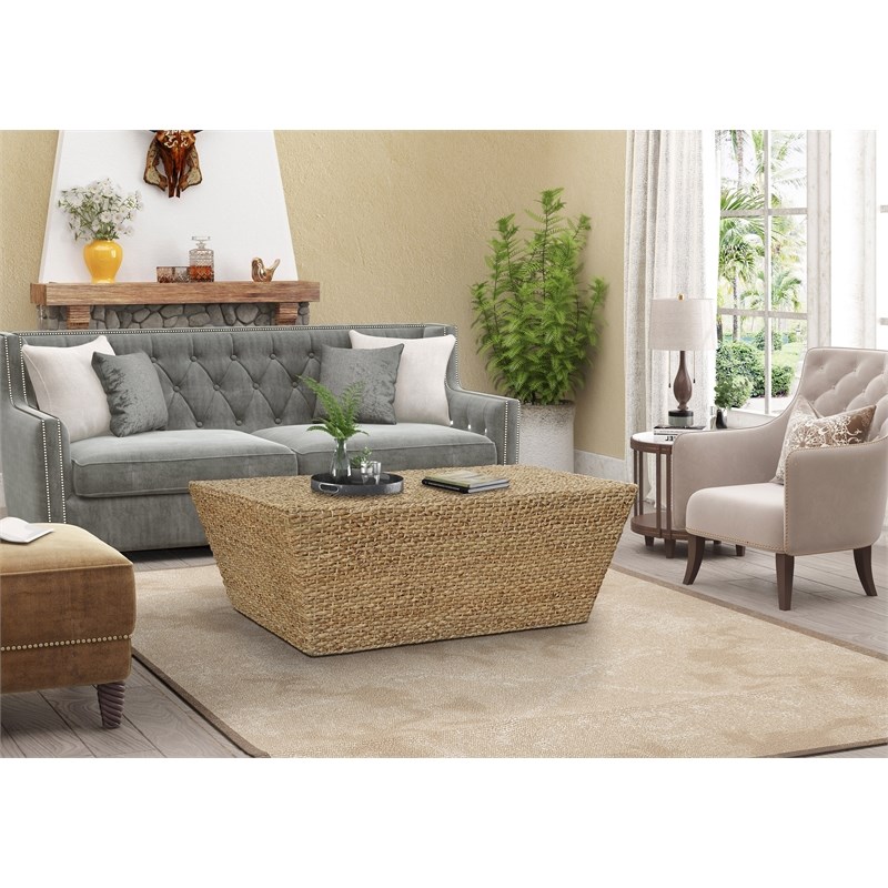 Gallerie Decor Fiji Rectangle Tapered Transitional Wood Coffee Table in Natural