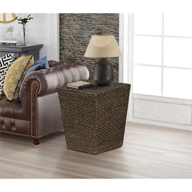 Gallerie Decor Fiji Square Tapered Transitional Wood Side Table in Walnut