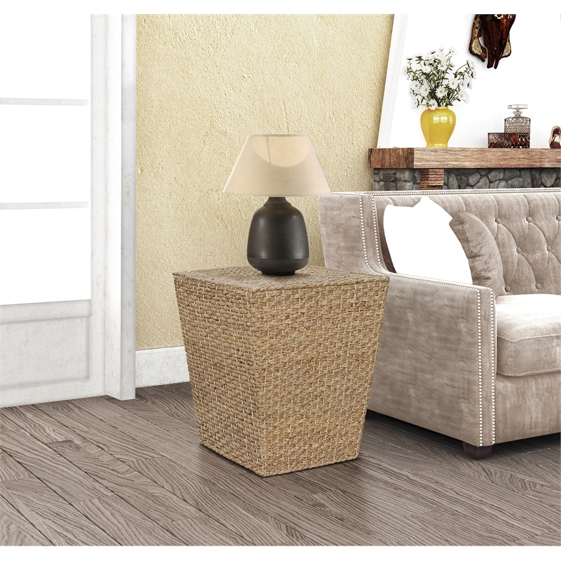 Gallerie Decor Fiji Square Tapered Transitional Wood Side Table in Natural