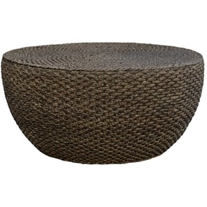 Gallerie Decor Fiji Round Tapered Transitional Wood Coffee Table in Walnut