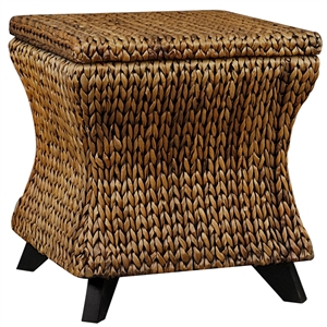 Gallerie Decor Bali Breeze Square Flared Wood Storage Ottoman in Gold