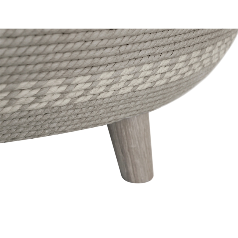 Gallerie Decor Dimensions Transitional Rattan Drum Coffee Table in Gray