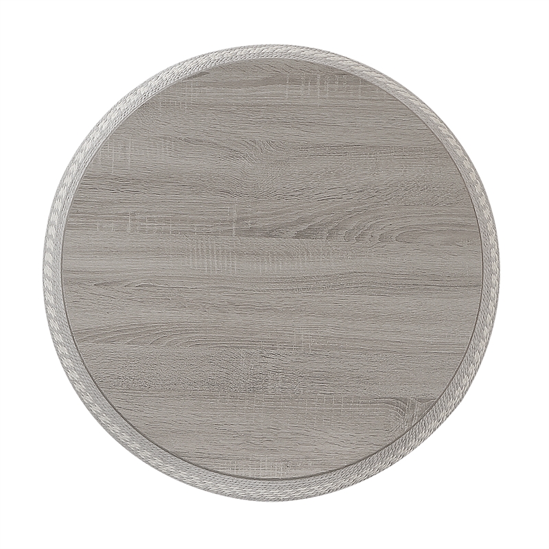 Gallerie Decor Dimensions Transitional Rattan Drum Coffee Table in Gray