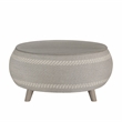 Gallerie Decor Dimensions Transitional Rattan Drum Coffee Table in Gray