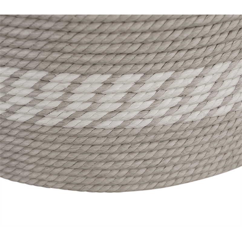 Gallerie Decor Dimensions Transitional Rattan Drum Side Table in Gray