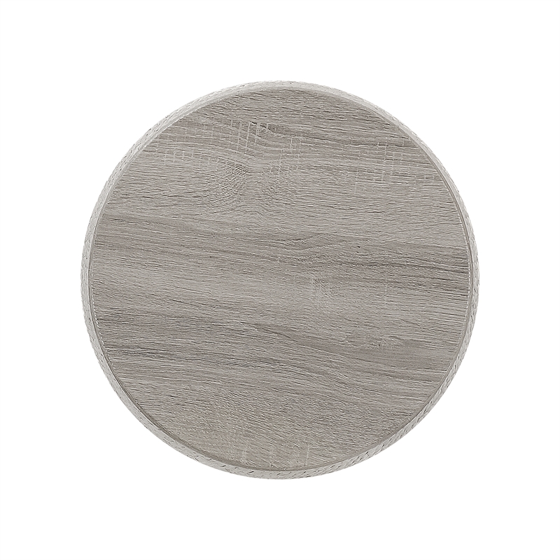 Gallerie Decor Dimensions Transitional Rattan Drum Side Table in Gray
