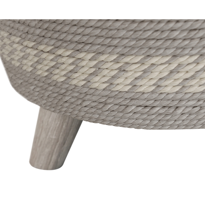 Gallerie Decor Dimensions Transitional Rattan Drum Storage Ottoman in Gray