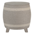 Gallerie Decor Dimensions Transitional Rattan Drum Storage Ottoman in Gray