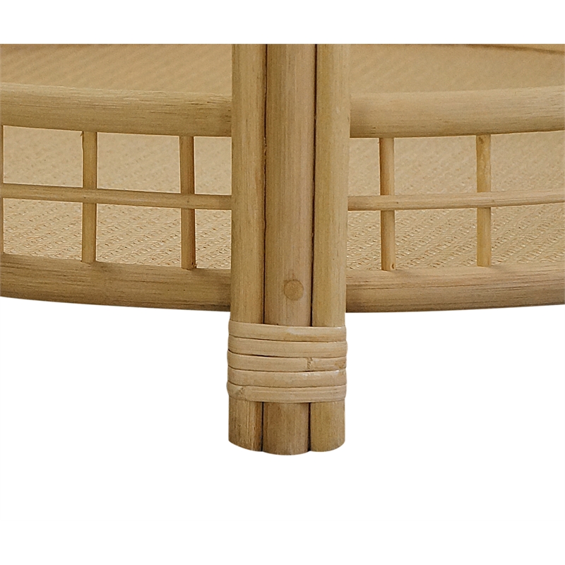Gallerie Decor Bimini Transitional Rattan Coffee Table in Natural