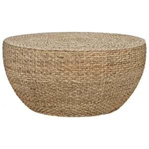 Gallerie Decor Fiji Round Tapered Transitional Wood Coffee Table in Natural