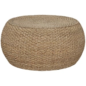 Gallerie Decor Fiji Round Transitional Wood Coffee Table in Natural