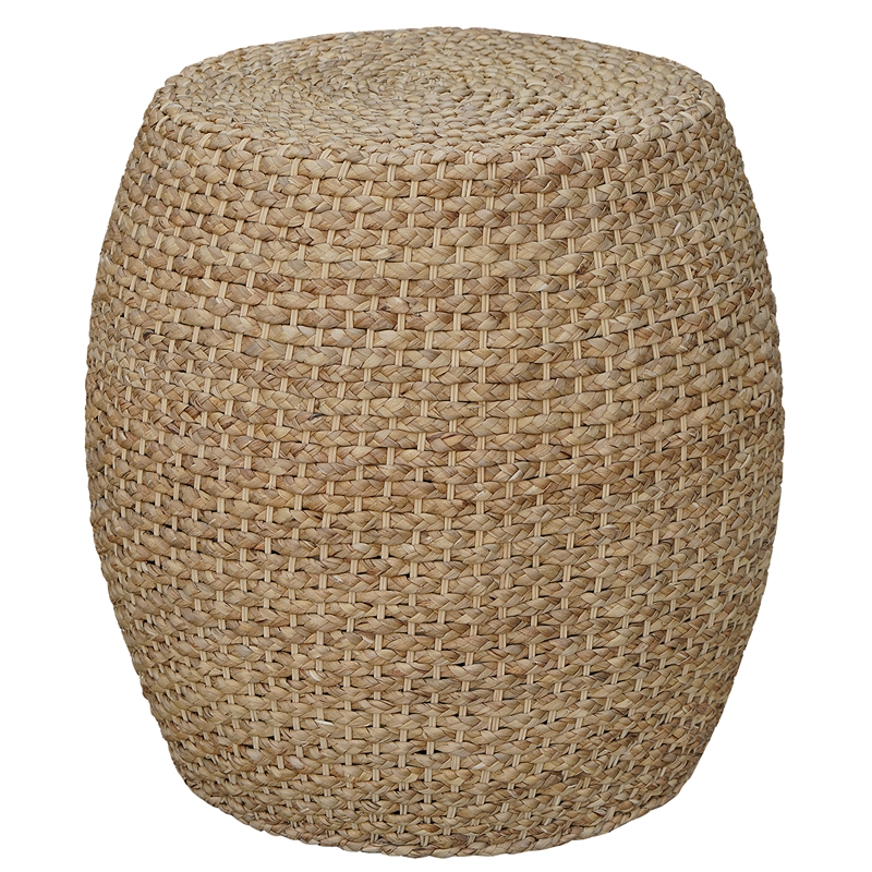 Gallerie Decor Fiji Transitional Hyacinth Wood Drum Side Table in Natural