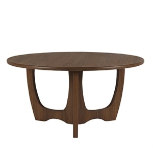 Gallerie Decor Edgewood Contemporary Wood Coffee Table with Carved Leg in Walnut