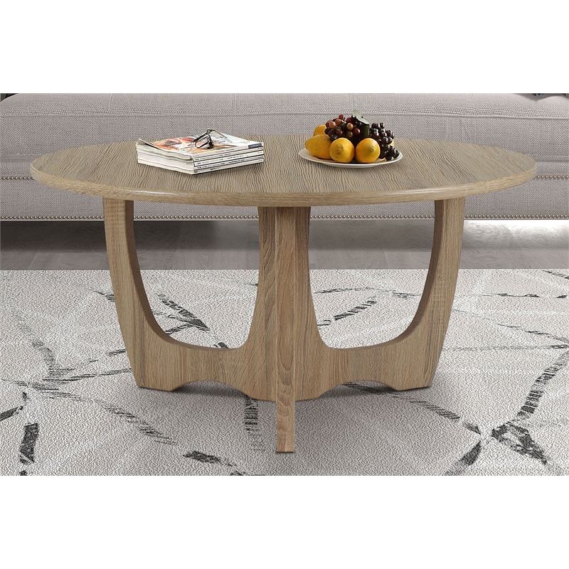 Gallerie Decor Edgewood Wood Coffee Table with Carved Leg in Natural