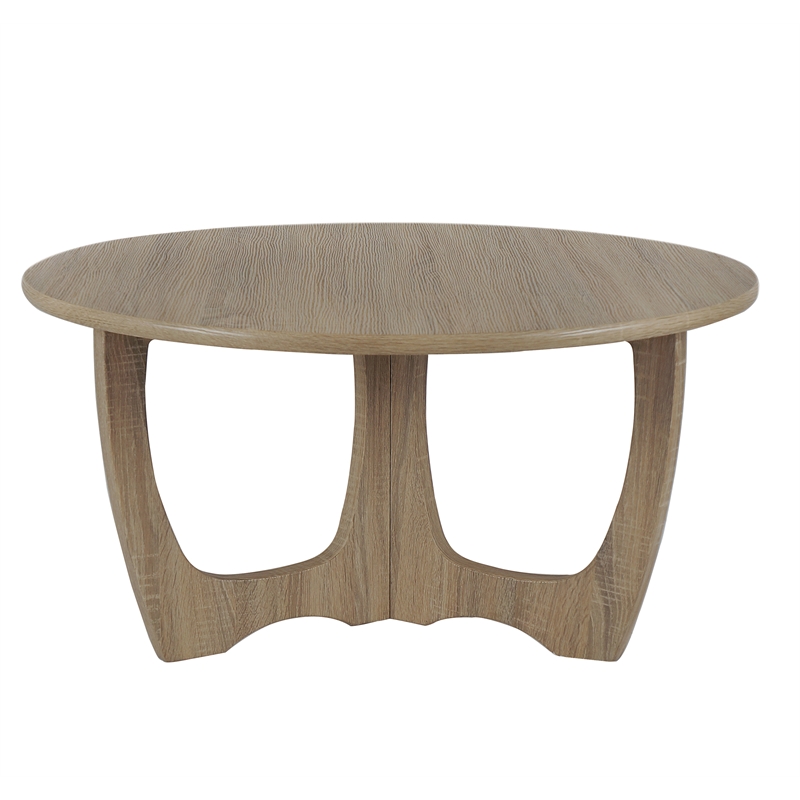 Gallerie Decor Edgewood Wood Coffee Table with Carved Leg in Natural