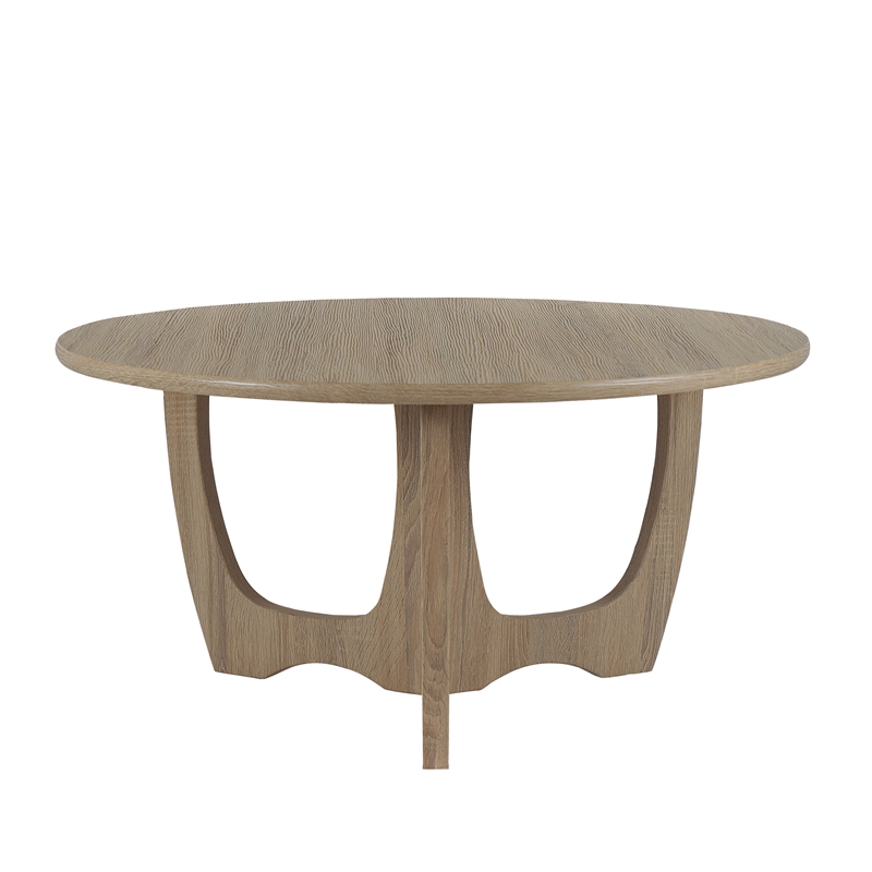 Gallerie Decor Edgewood Wood Coffee Table with Carved Leg in Natural