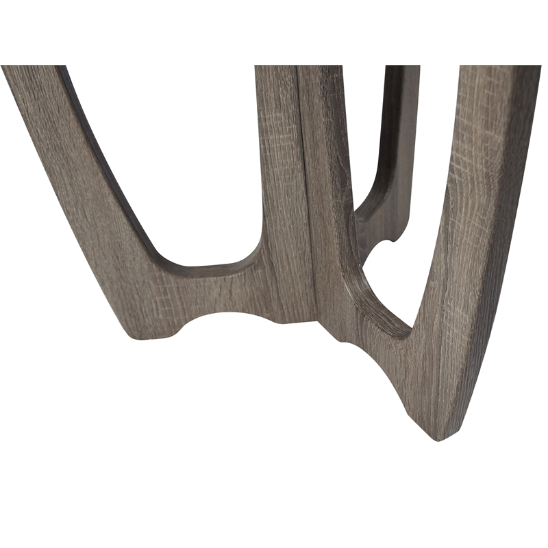 Gallerie Decor Edgewood Contemporary Wood Side Table with Carved Leg in Gray