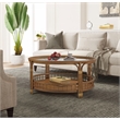 Gallerie Decor Bimini Transitional Rattan Coffee Table in Walnut
