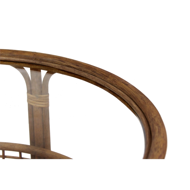 Gallerie Decor Bimini Transitional Rattan Coffee Table in Walnut