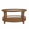 Gallerie Decor Bimini Transitional Rattan Coffee Table in Walnut