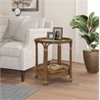 Gallerie Decor Bimini Transitional Rattan/Glass Side Table in Walnut