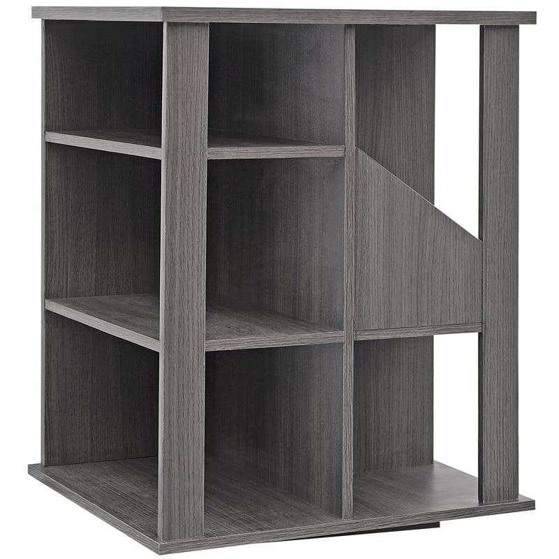 Gallerie Decor All-In-One Transitional Wood Revolving Side Table in Gray