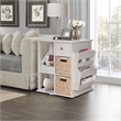 Gallerie Decor All-In-One Transitional Wood Revolving Side Table in Whitewashed