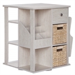 Gallerie Decor All-In-One Transitional Wood Revolving Side Table in Whitewashed